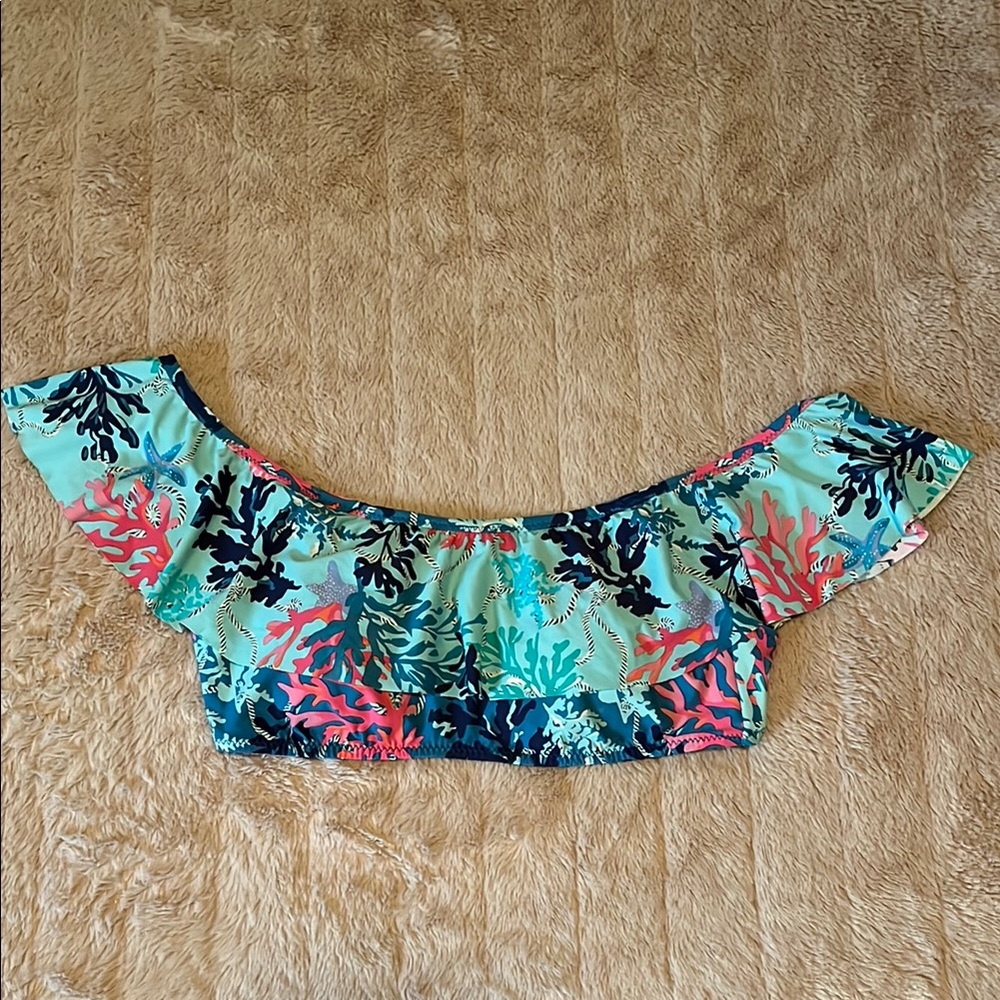 Women’s Size S Vera Bradley Off Shoulder Tropical Coral Swimsuit Top Small